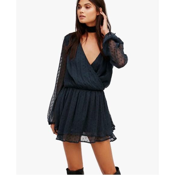 NWT Free People Green Swiss Polka Dot Holly Dahlia Mini Dress Sz Medium New - Picture 1 of 10